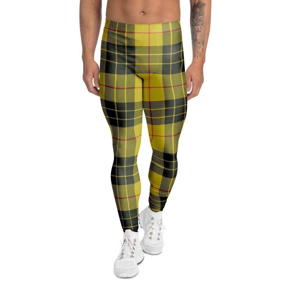 MacLeod Yellow Plaid Tartan Men's Leggings-grizzshop