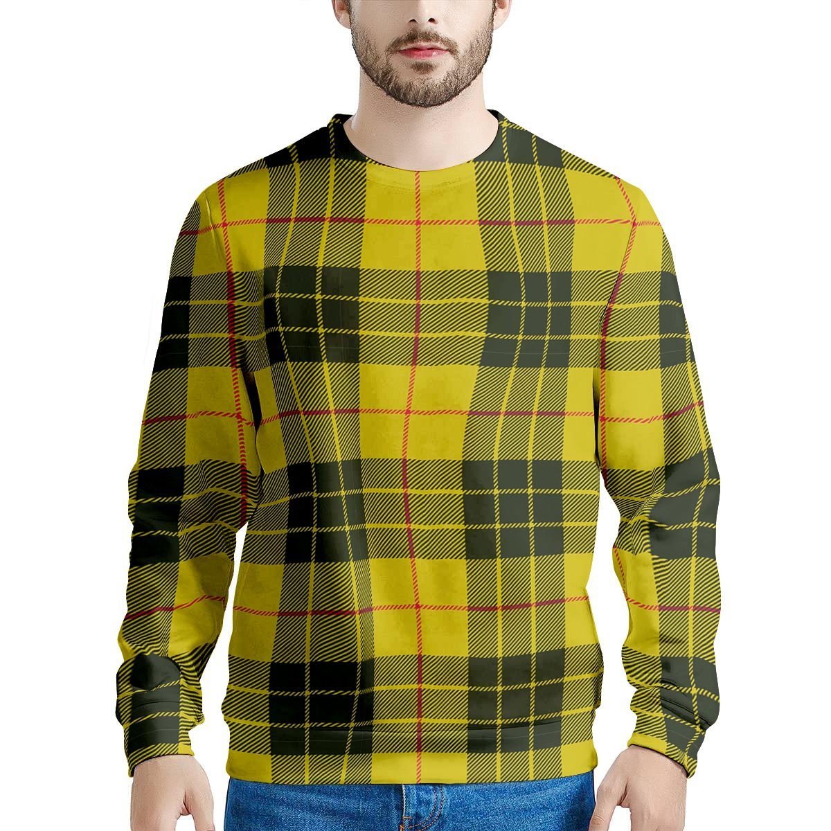 MacLeod Yellow Plaid Tartan Men's Sweatshirt-grizzshop