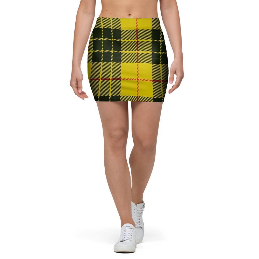 MacLeod Yellow Plaid Tartan Mini Skirt-grizzshop