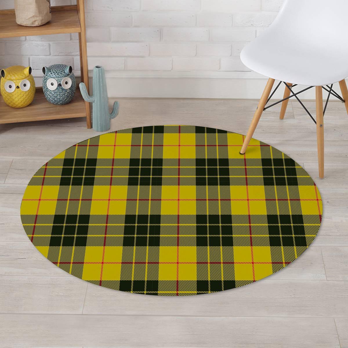 MacLeod Yellow Plaid Tartan Round Rug-grizzshop