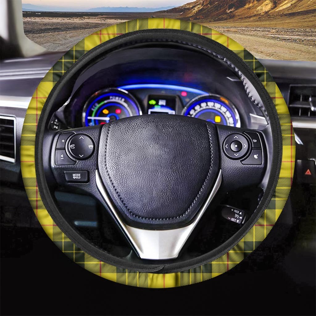 MacLeod Yellow Plaid Tartan Steering Wheel Cover-grizzshop