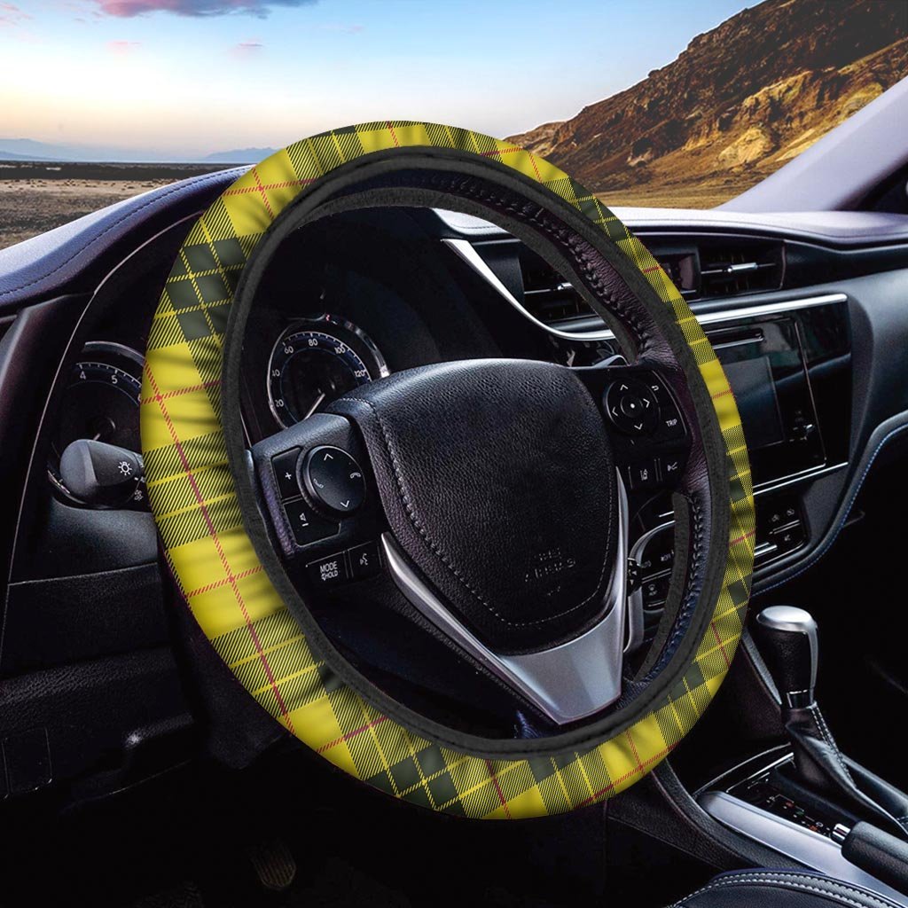 MacLeod Yellow Plaid Tartan Steering Wheel Cover-grizzshop