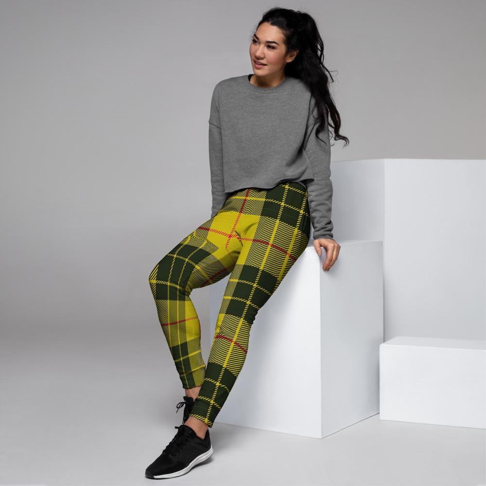 MacLeod Yellow Plaid Tartan Women's Joggers-grizzshop