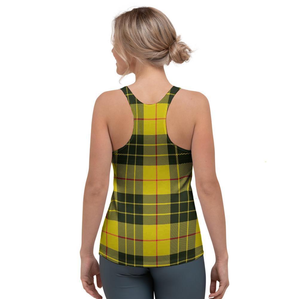 MacLeod Yellow Plaid Tartan Women's Racerback Tank Top-grizzshop