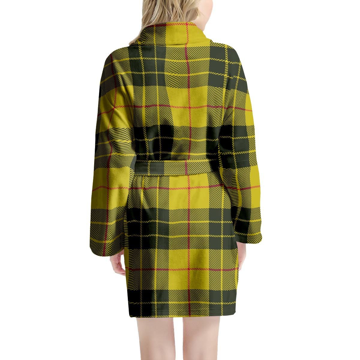 MacLeod Yellow Plaid Tartan Women's Robe-grizzshop