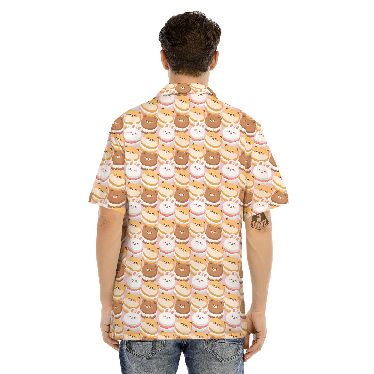 Macaron Cartoon Print Pattern Men's Hawaiian Shirt-grizzshop