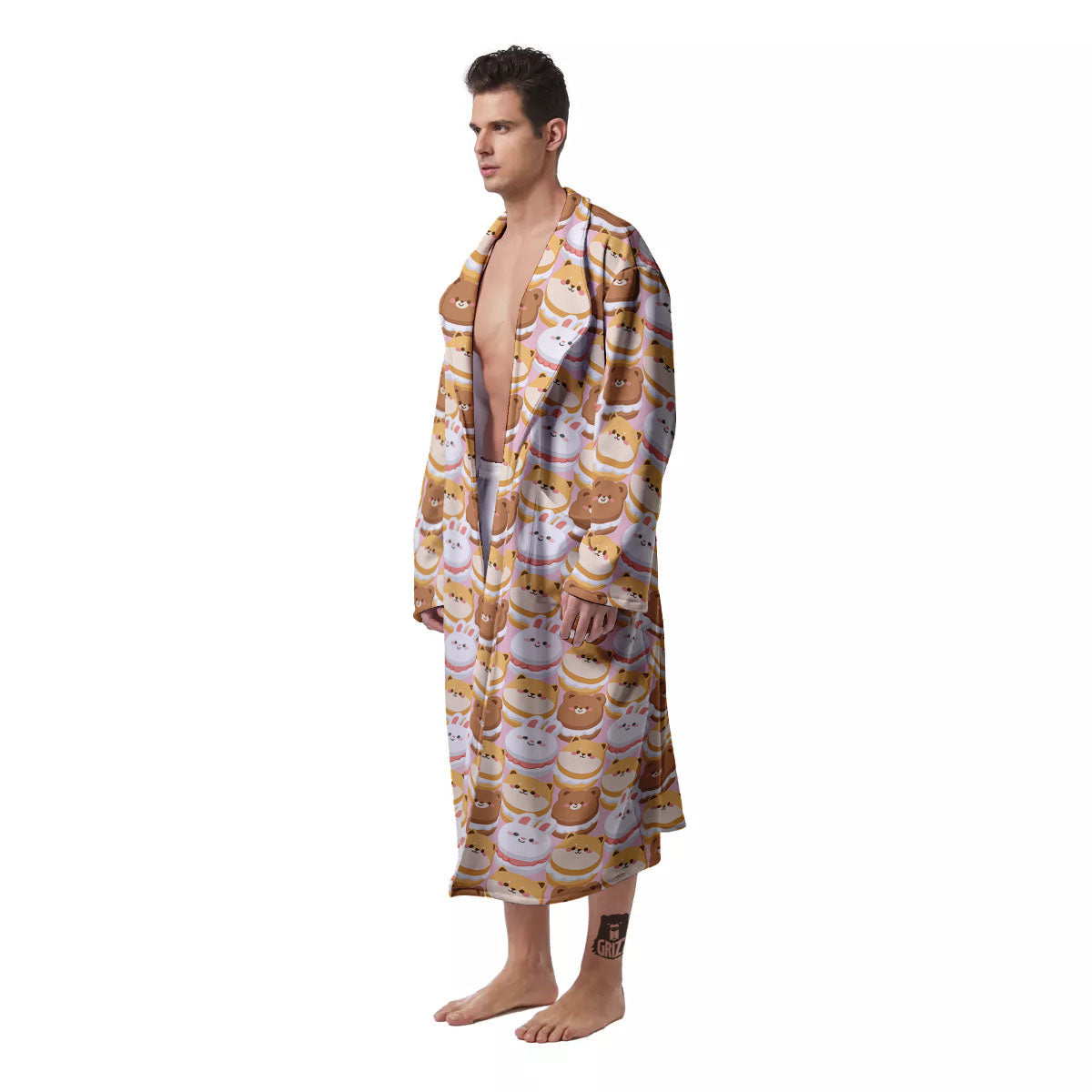 Macaron Cartoon Print Pattern Men's Robe-grizzshop