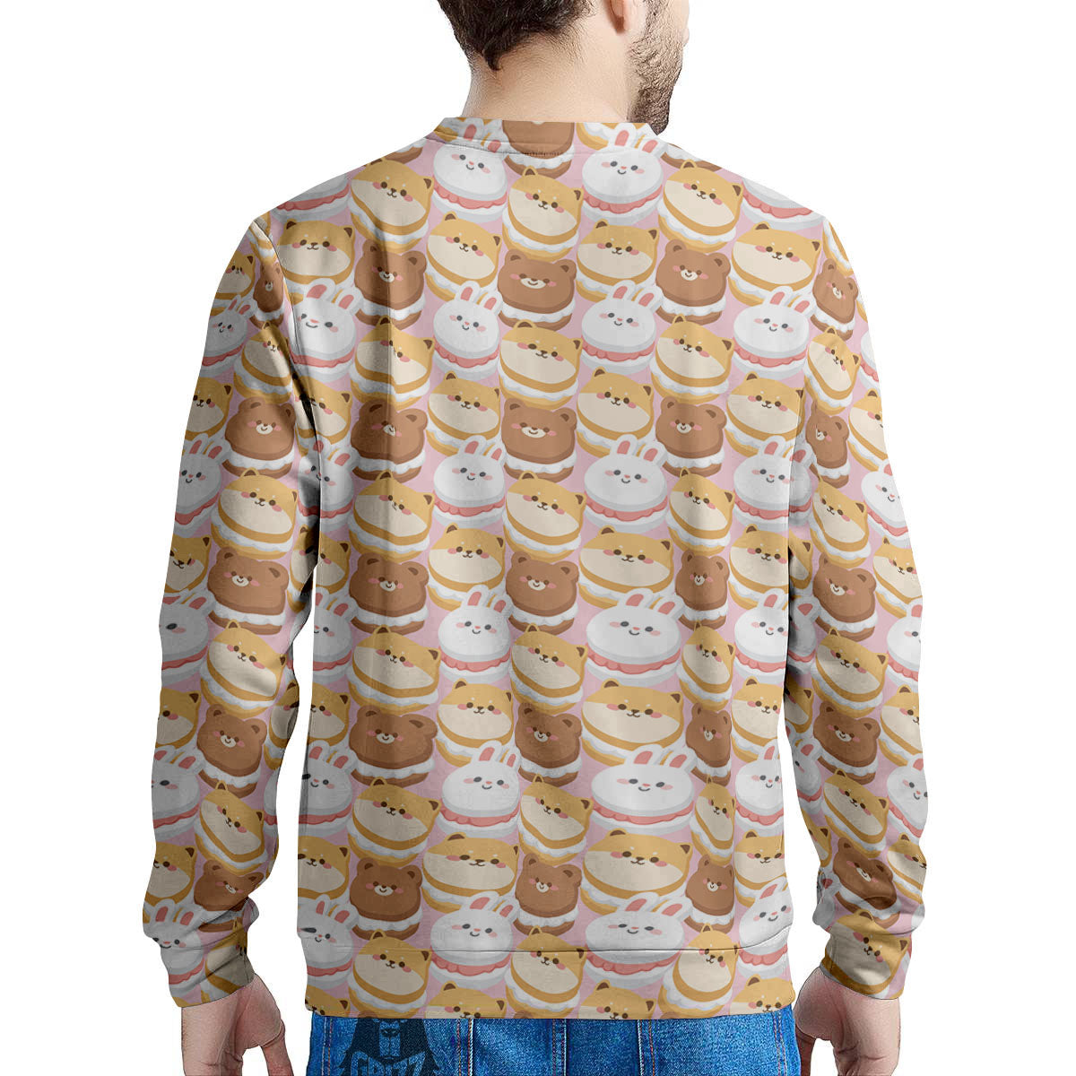Macaron Cartoon Print Pattern Men's Sweatshirt-grizzshop