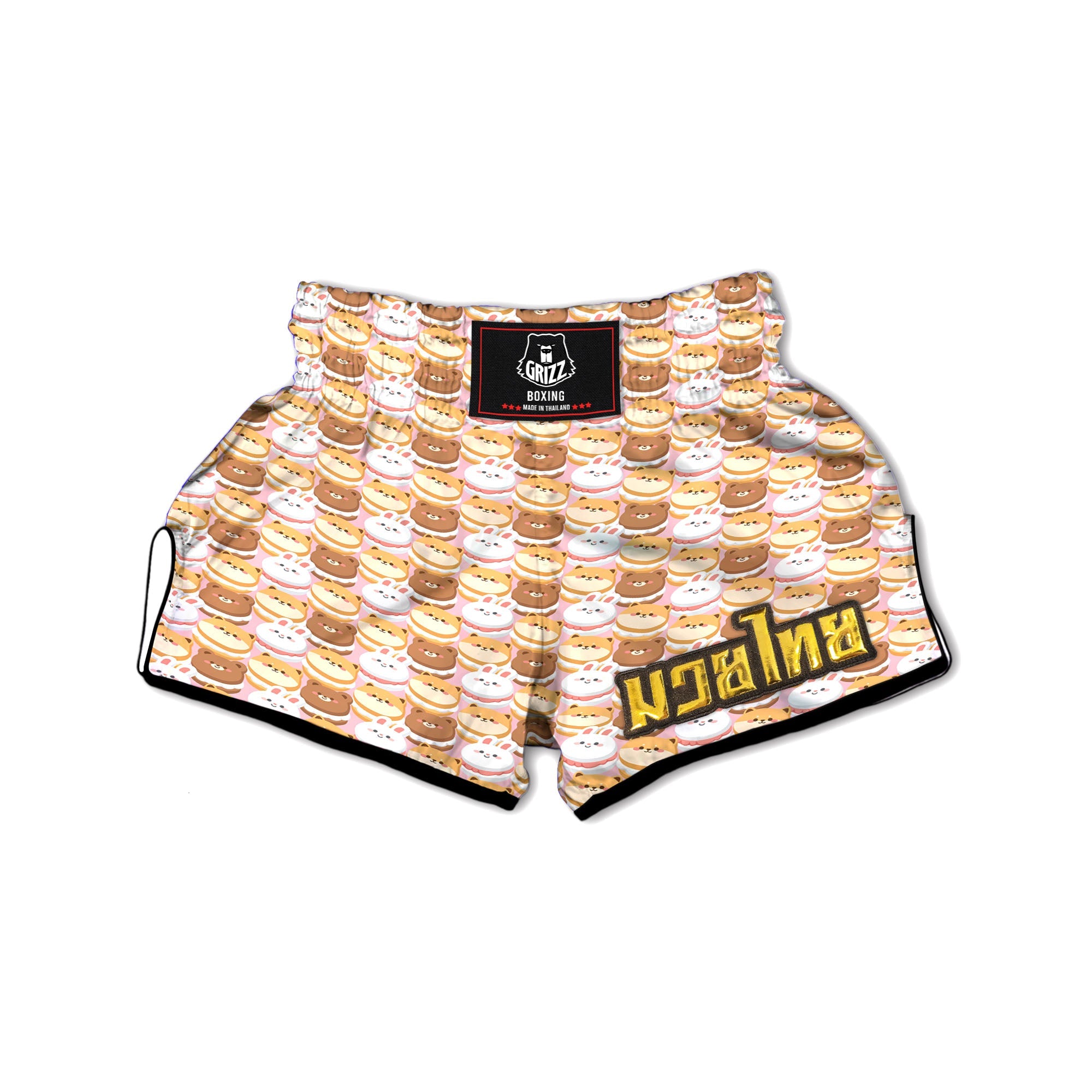 Macaron Cartoon Print Pattern Muay Thai Boxing Shorts-grizzshop