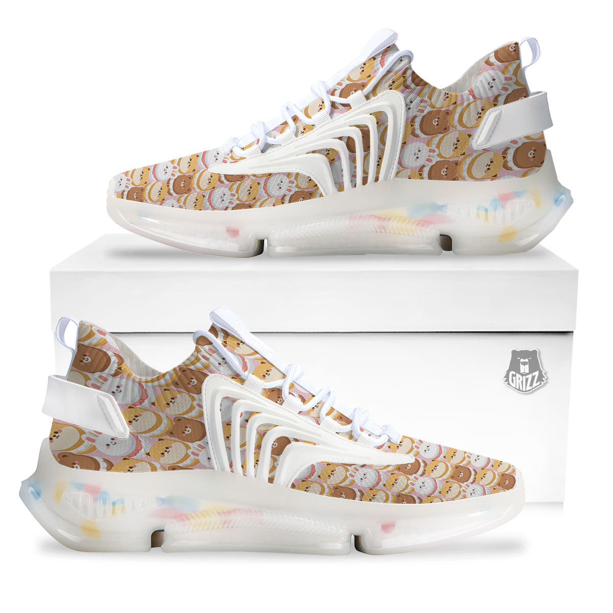 Macaron Cartoon Print Pattern White Gym Shoes-grizzshop
