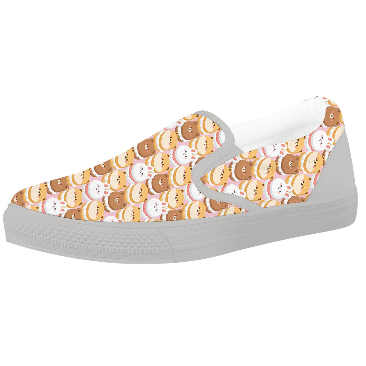 Macaron Cartoon Print Pattern White Slip On Shoes-grizzshop