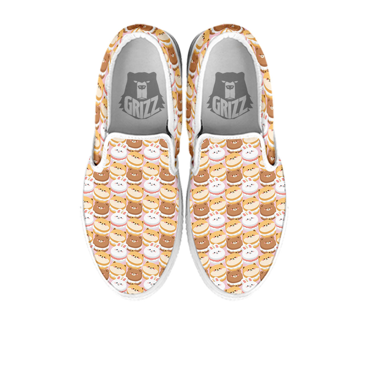 Macaron Cartoon Print Pattern White Slip On Shoes-grizzshop