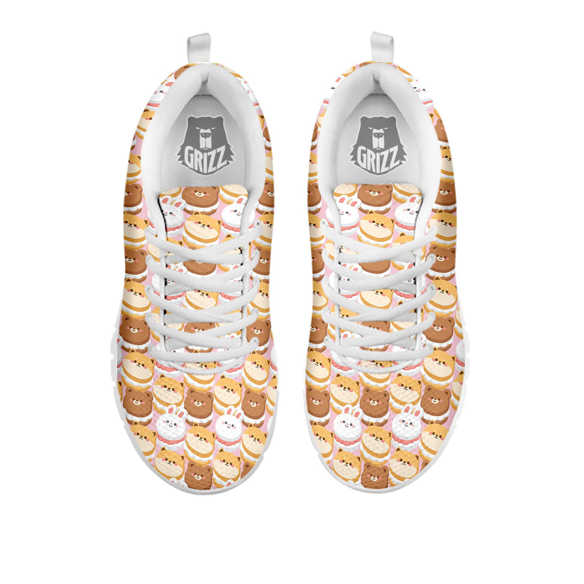 Macaron Cartoon Print Pattern White Sneaker-grizzshop