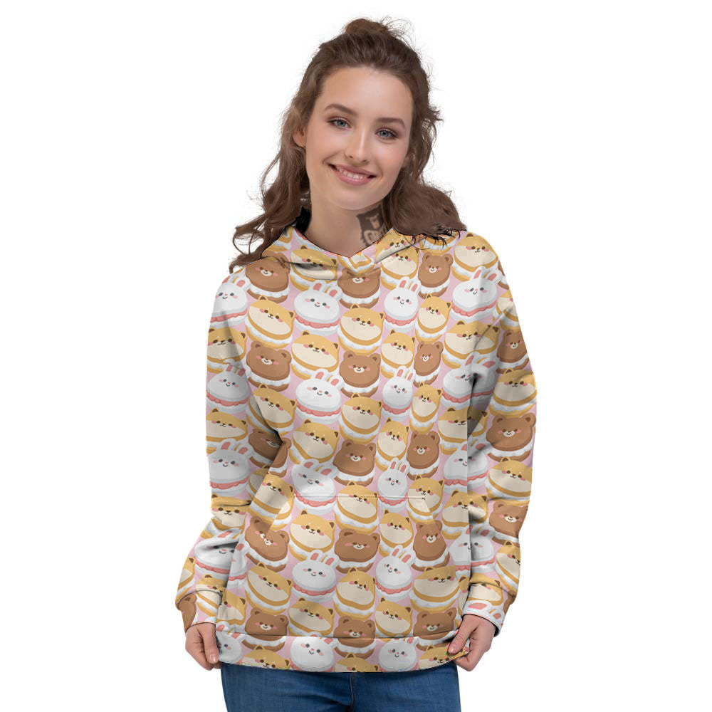 Macaron Cartoon Print Pattern Women's Hoodie-grizzshop