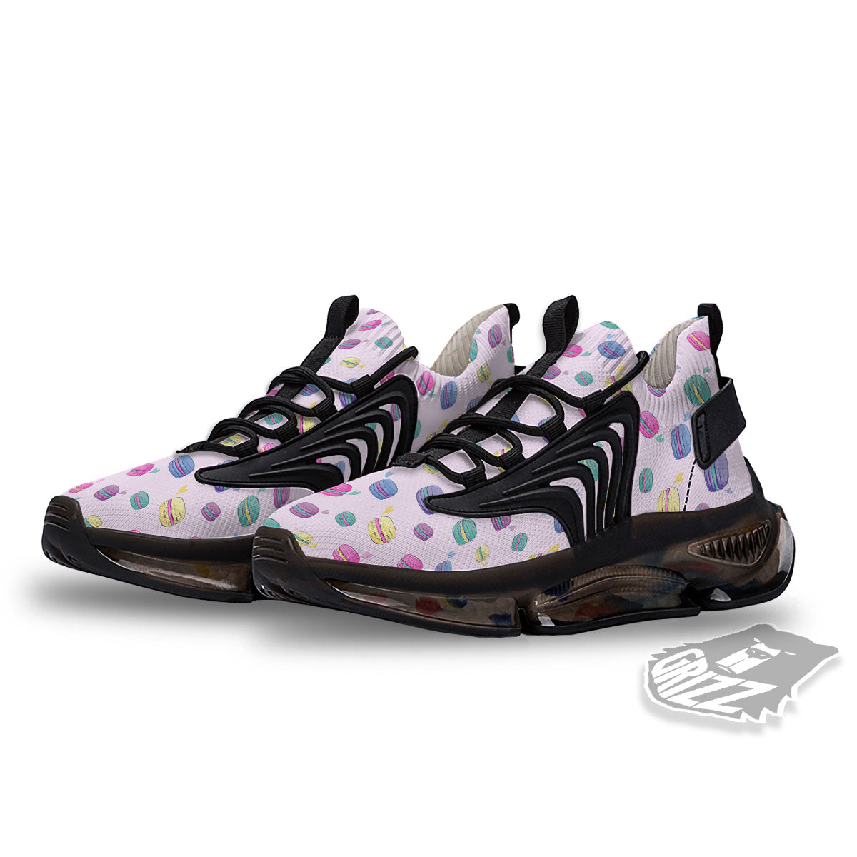 Macaron Colorful Print Pattern Black Gym Shoes-grizzshop