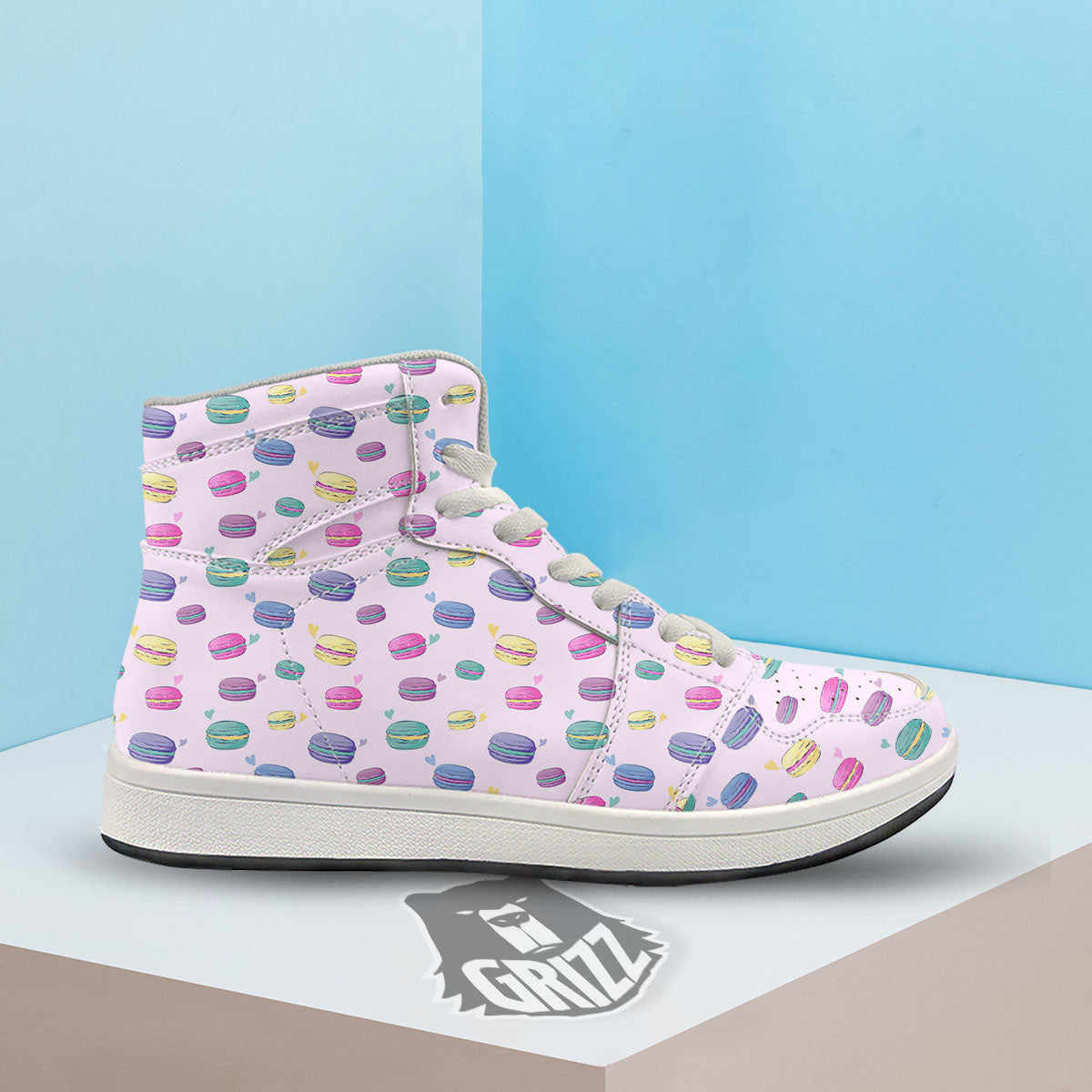 Macaron Colorful Print Pattern High Top Sneakers-grizzshop