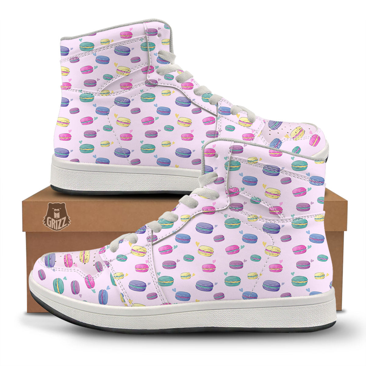 Macaron Colorful Print Pattern High Top Sneakers-grizzshop