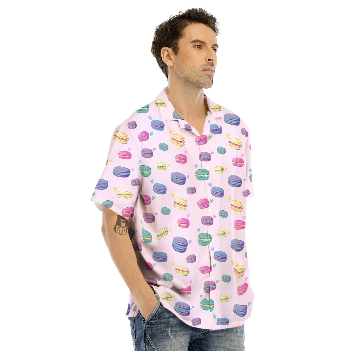 Macaron Colorful Print Pattern Men's Hawaiian Shirt-grizzshop