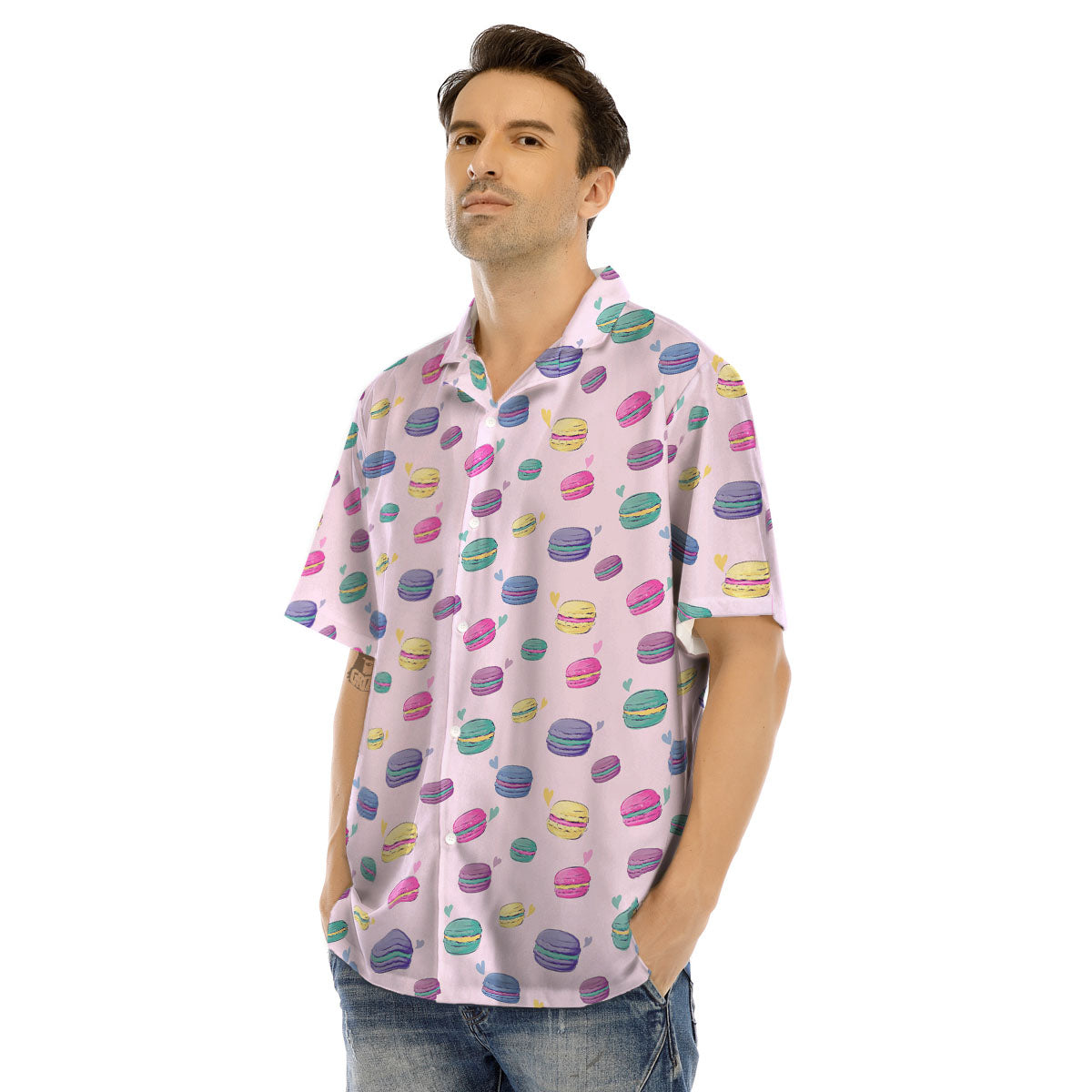 Macaron Colorful Print Pattern Men's Hawaiian Shirt-grizzshop