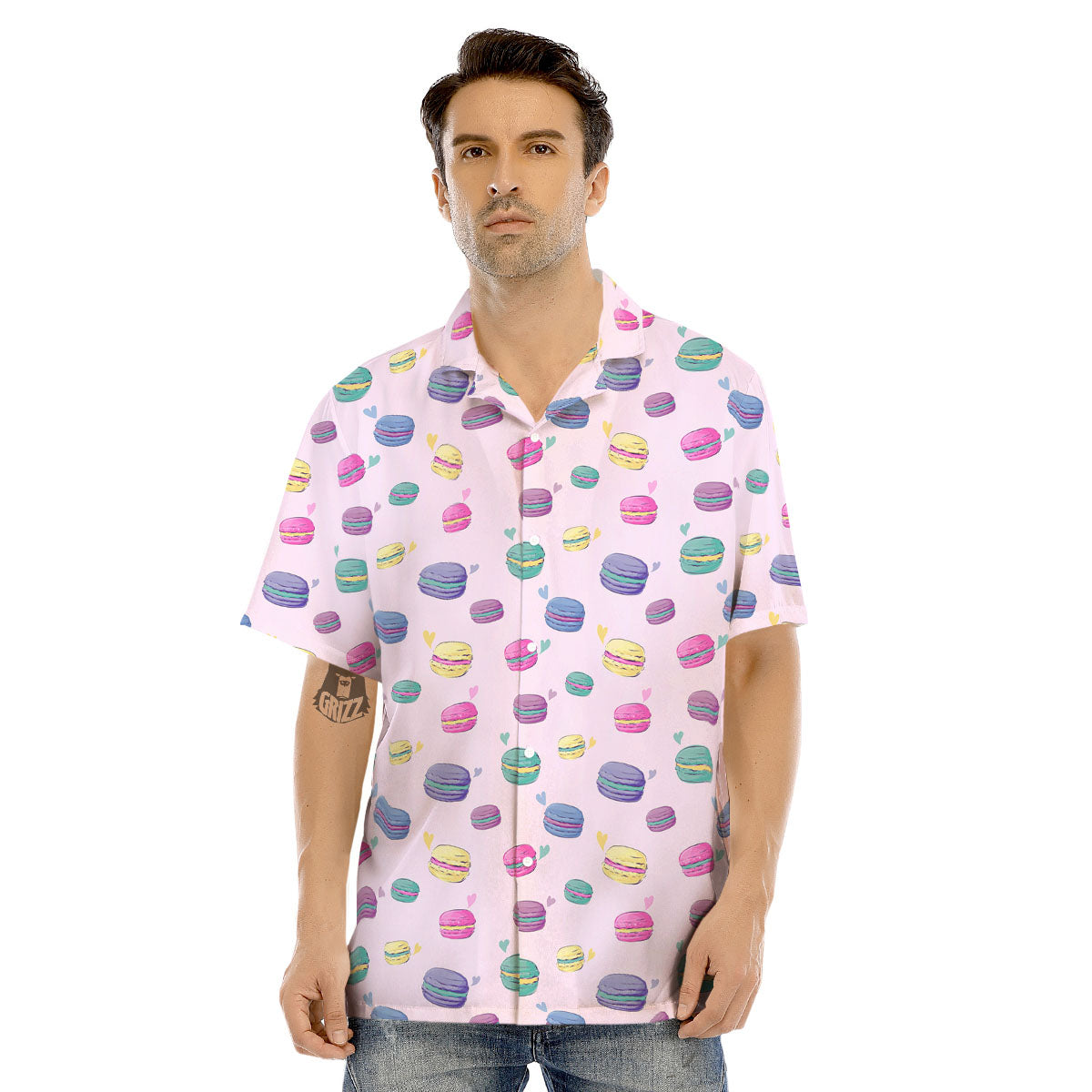 Macaron Colorful Print Pattern Men's Hawaiian Shirt-grizzshop
