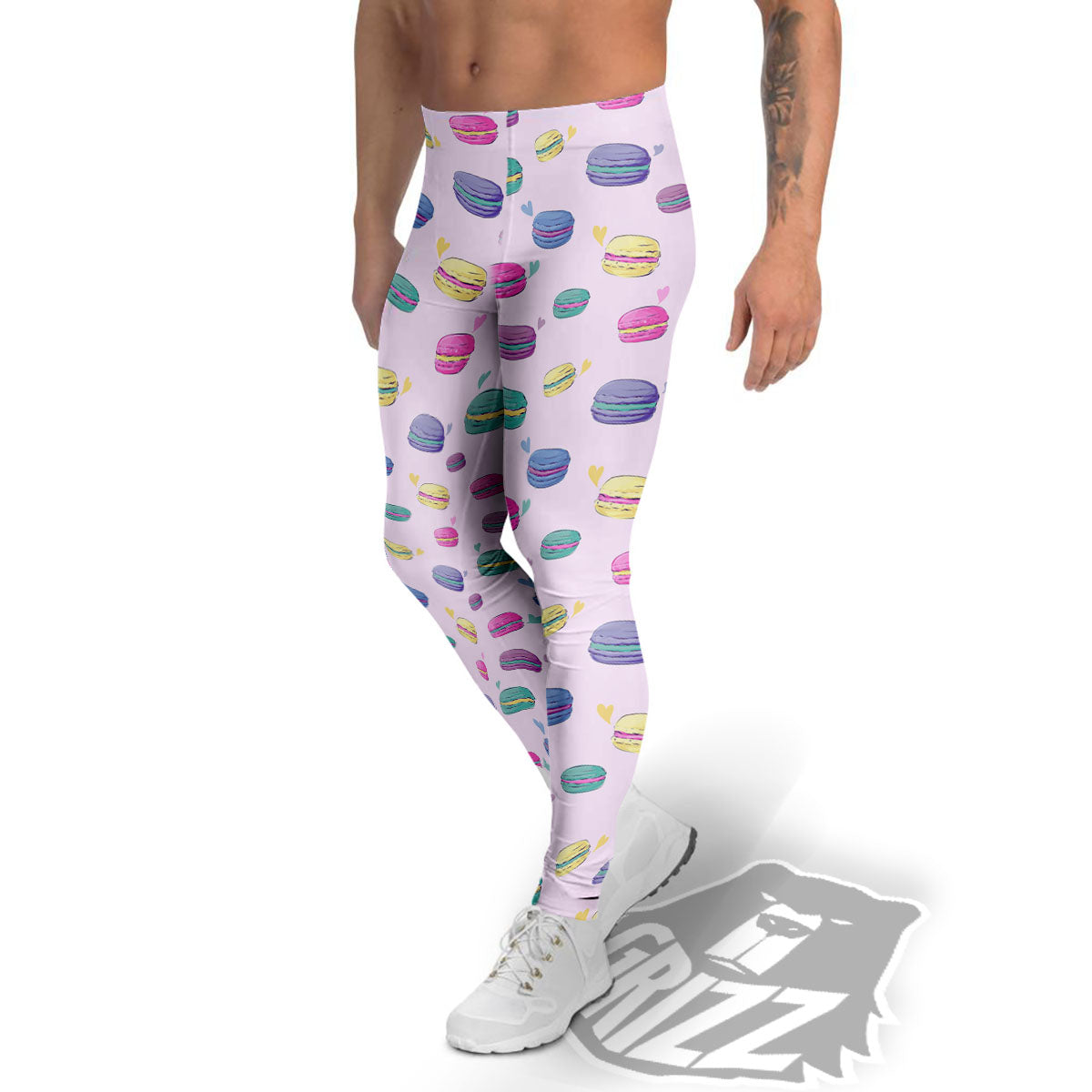 Macaron Colorful Print Pattern Men's Leggings-grizzshop