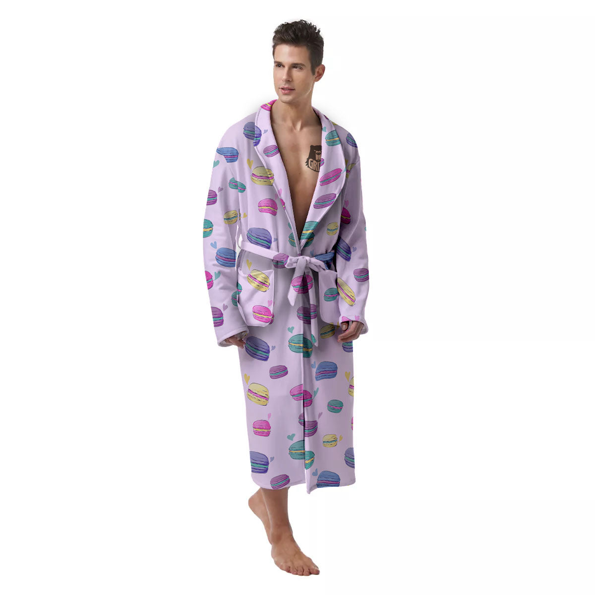 Macaron Colorful Print Pattern Men's Robe-grizzshop