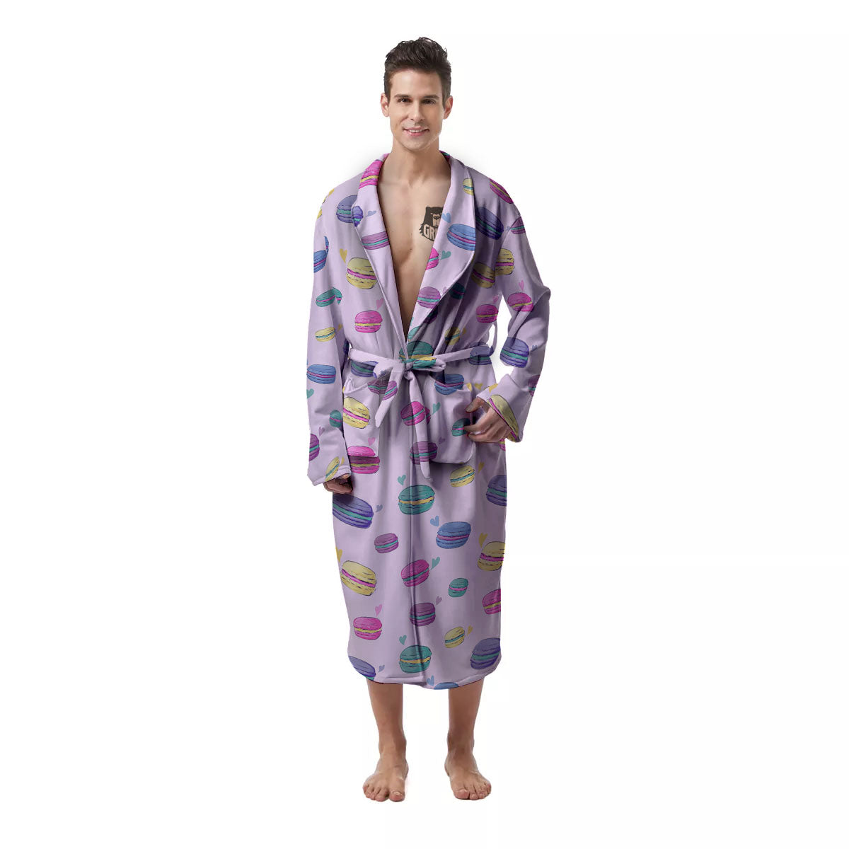 Macaron Colorful Print Pattern Men's Robe-grizzshop