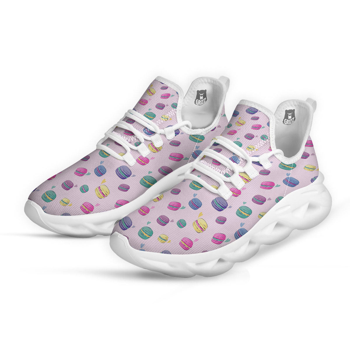 Macaron Colorful Print Pattern White Running Shoes-grizzshop