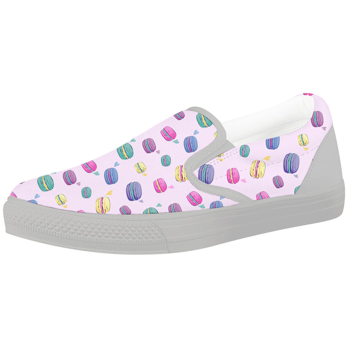 Macaron Colorful Print Pattern White Slip On Shoes-grizzshop