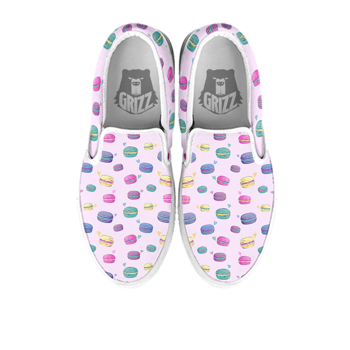 Macaron Colorful Print Pattern White Slip On Shoes-grizzshop