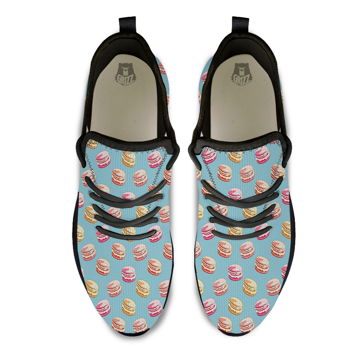 Macaron Cute Print Pattern Black Athletic Shoes-grizzshop