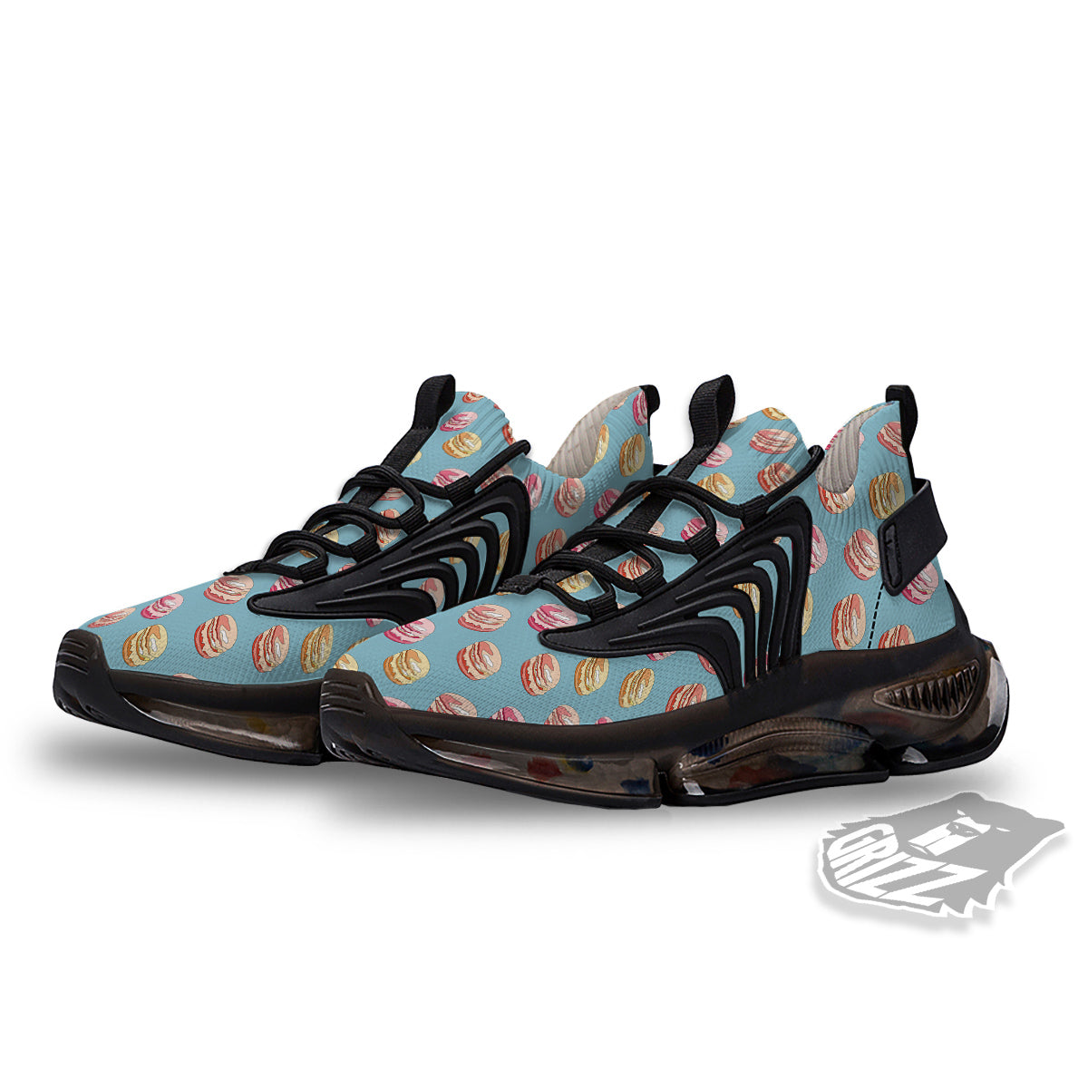 Macaron Cute Print Pattern Black Gym Shoes-grizzshop