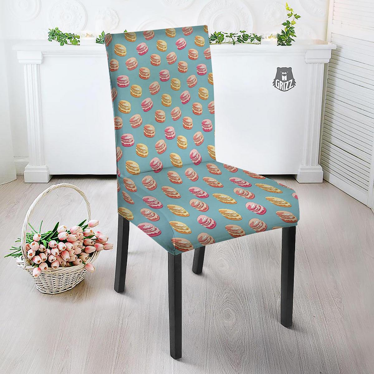 Macaron Cute Print Pattern Dining Chair Slipcover-grizzshop