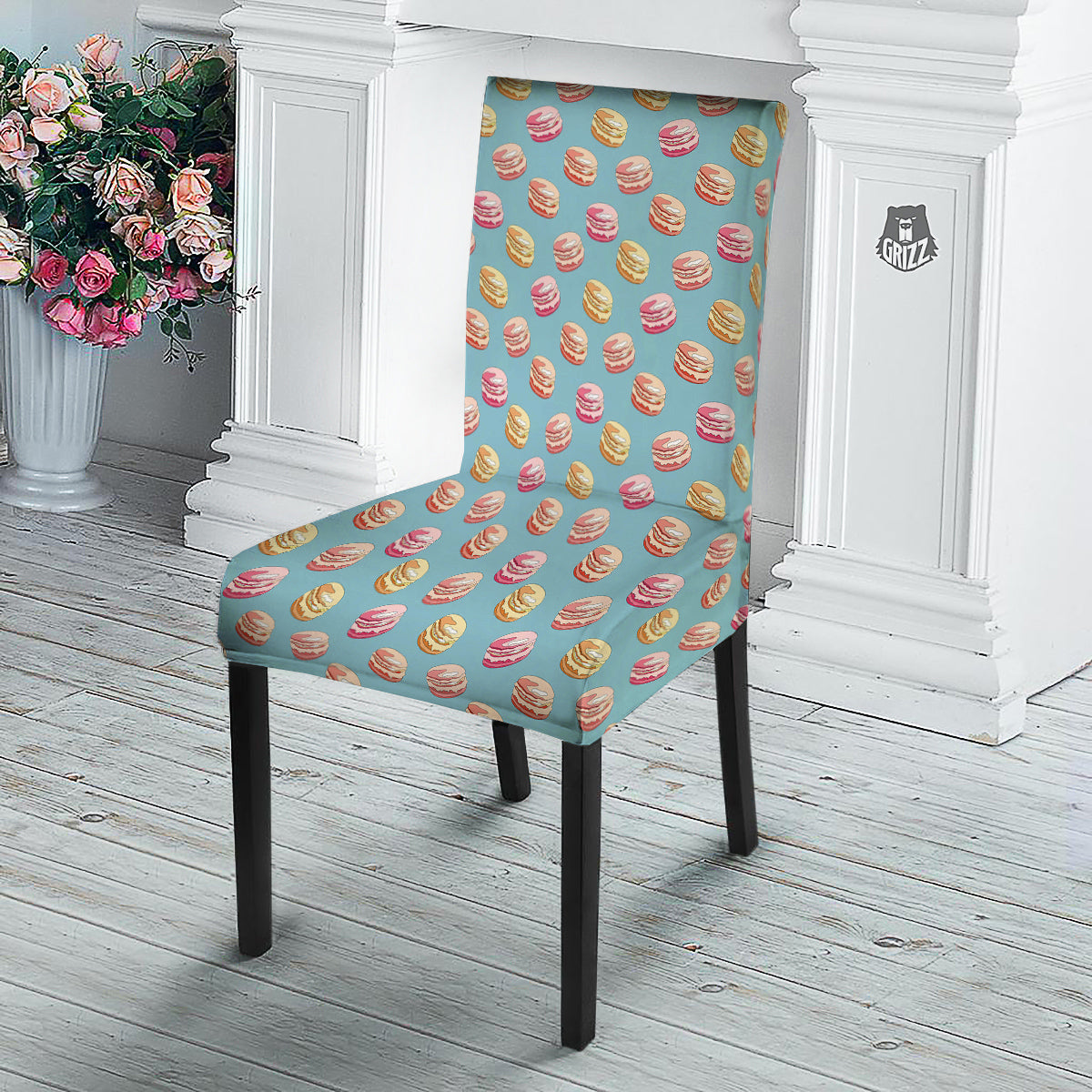 Macaron Cute Print Pattern Dining Chair Slipcover-grizzshop