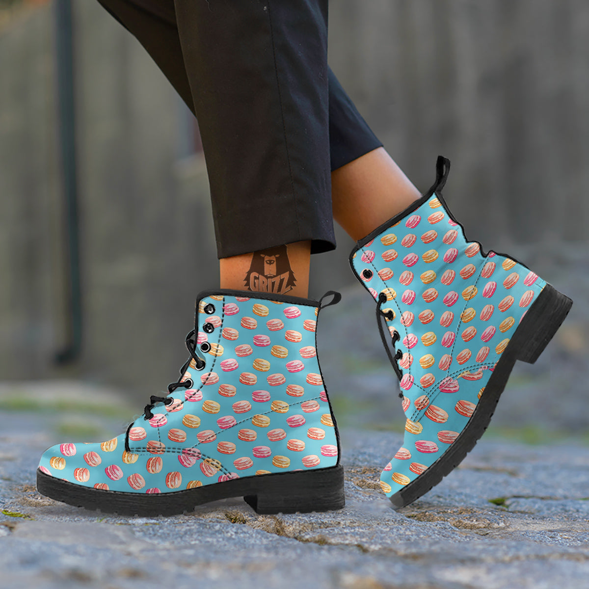 Macaron Cute Print Pattern Leather Boots-grizzshop