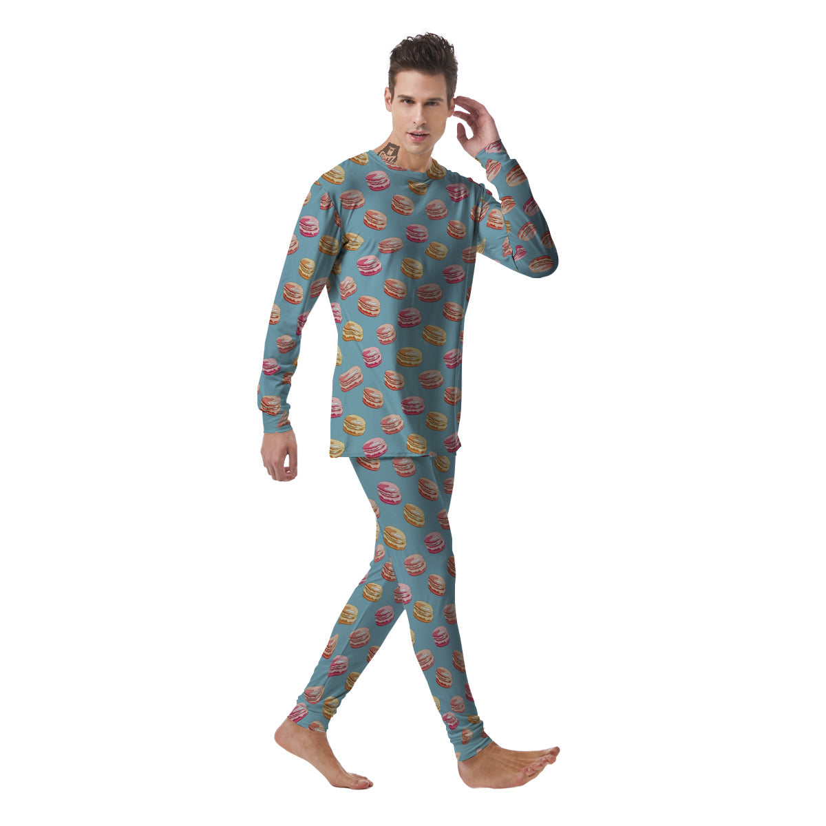 Macaron Cute Print Pattern Men's Pajamas-grizzshop