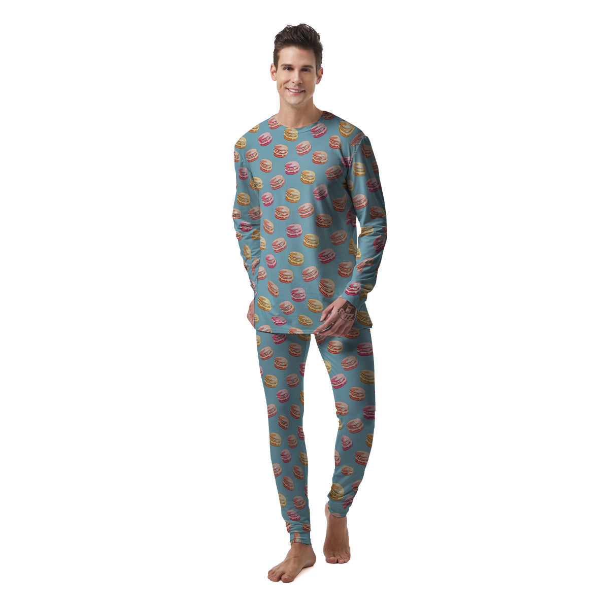 Macaron Cute Print Pattern Men's Pajamas-grizzshop