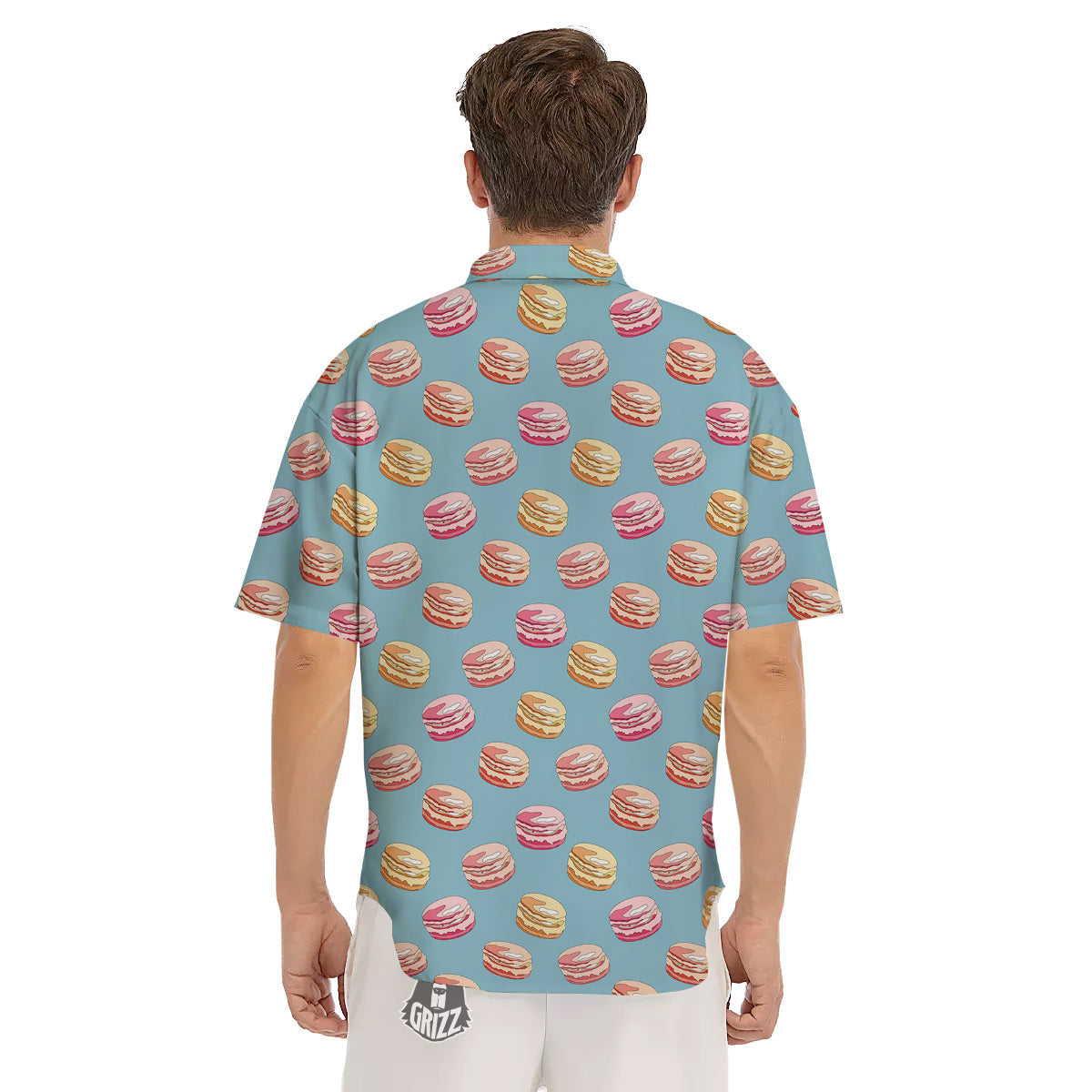 Macaron Cute Print Pattern Men's Short Sleeve Shirts-grizzshop