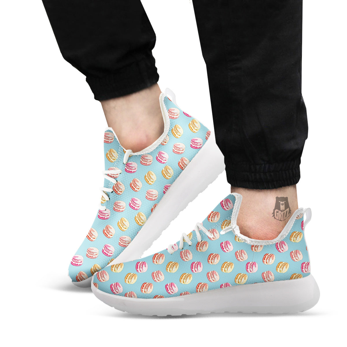 Macaron Cute Print Pattern White Athletic Shoes-grizzshop