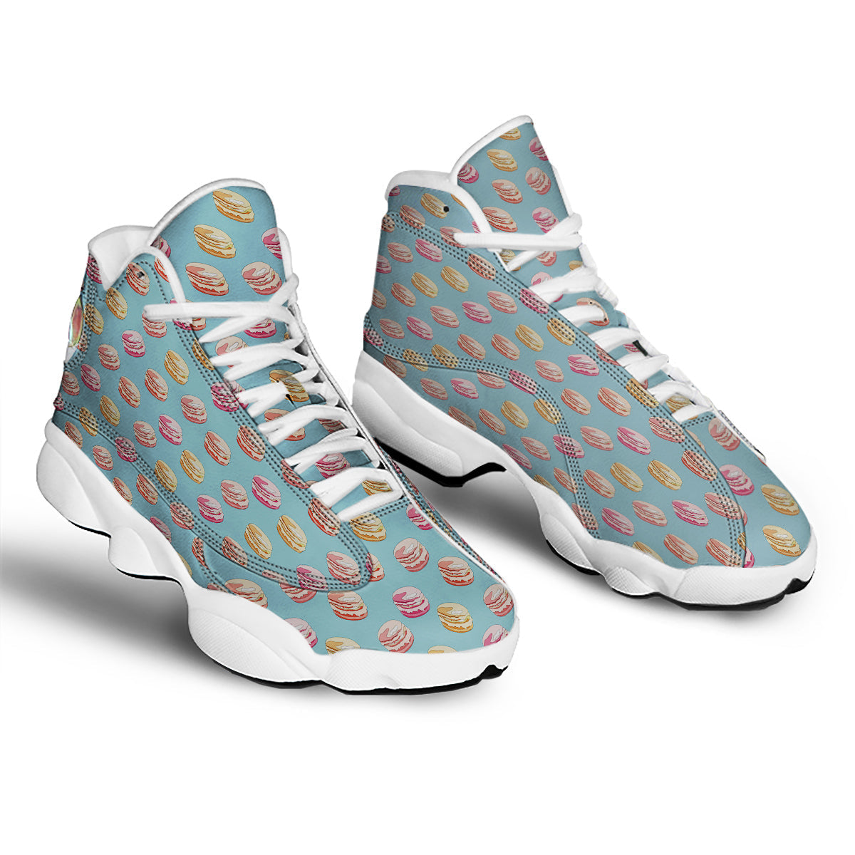 Macaron Cute Print Pattern White Basketball Shoes-grizzshop