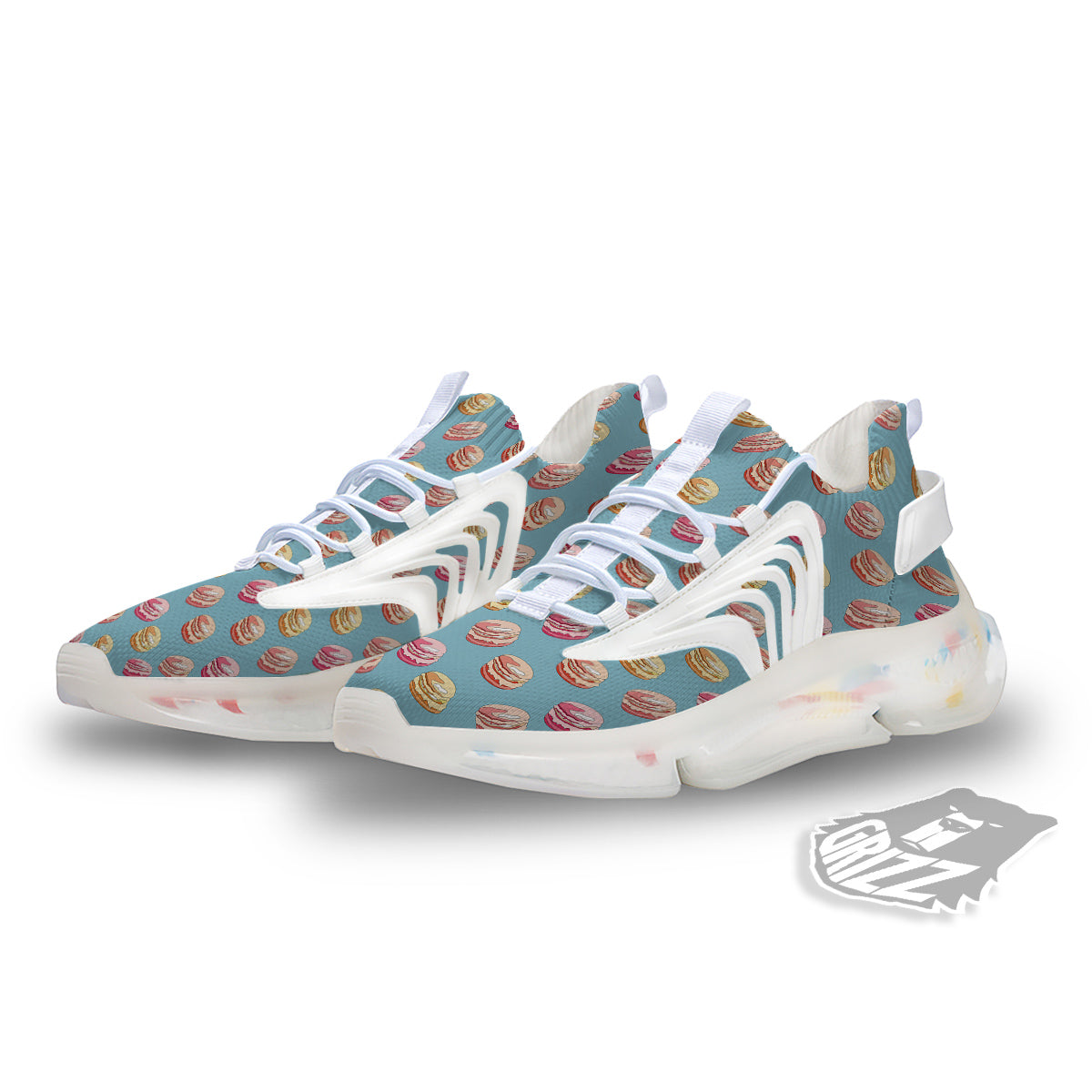 Macaron Cute Print Pattern White Gym Shoes-grizzshop