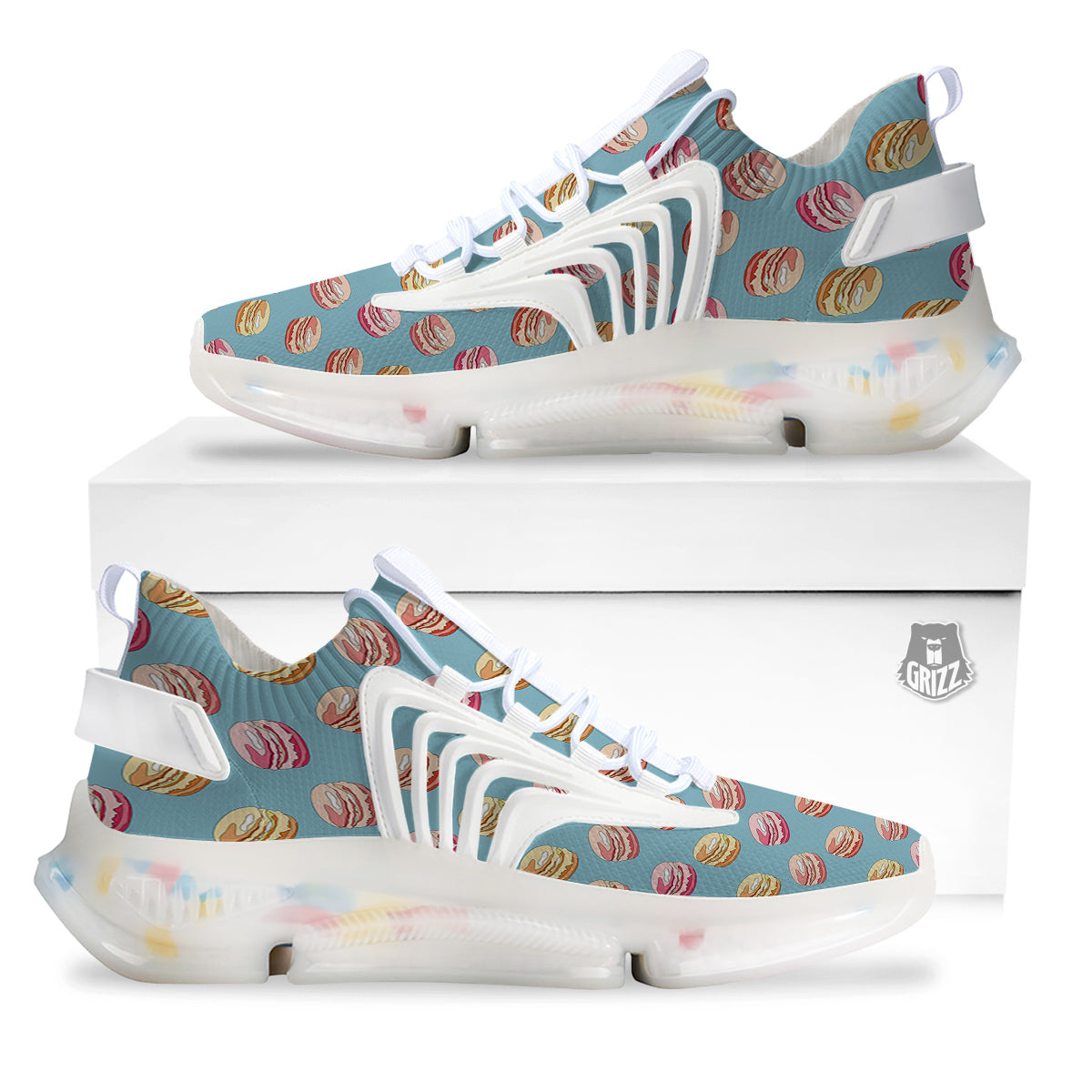 Macaron Cute Print Pattern White Gym Shoes-grizzshop