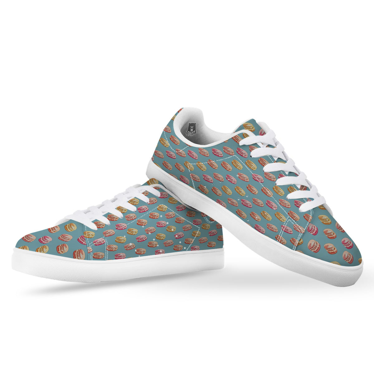 Macaron Cute Print Pattern White Low Top Sneakers-grizzshop