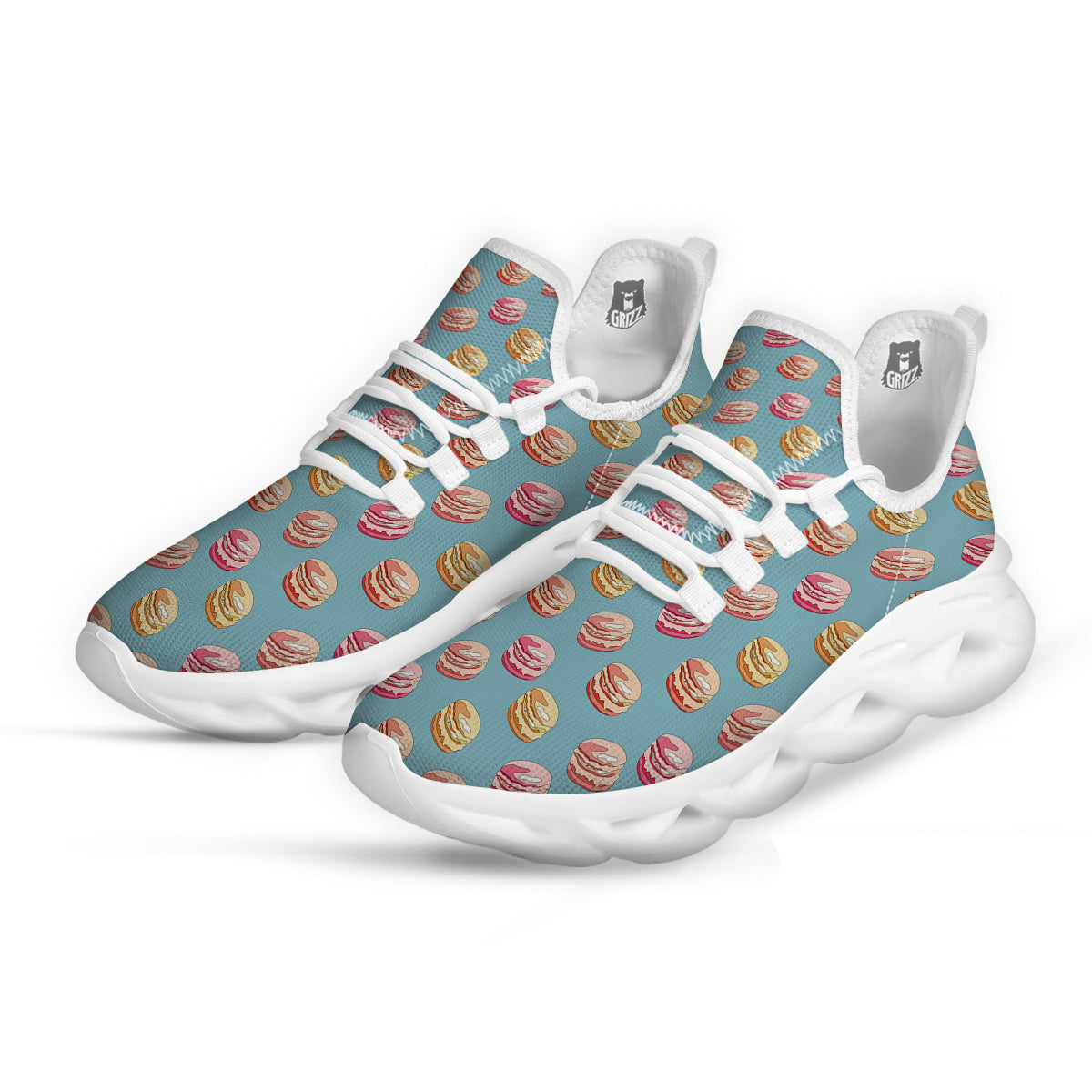 Macaron Cute Print Pattern White Running Shoes-grizzshop