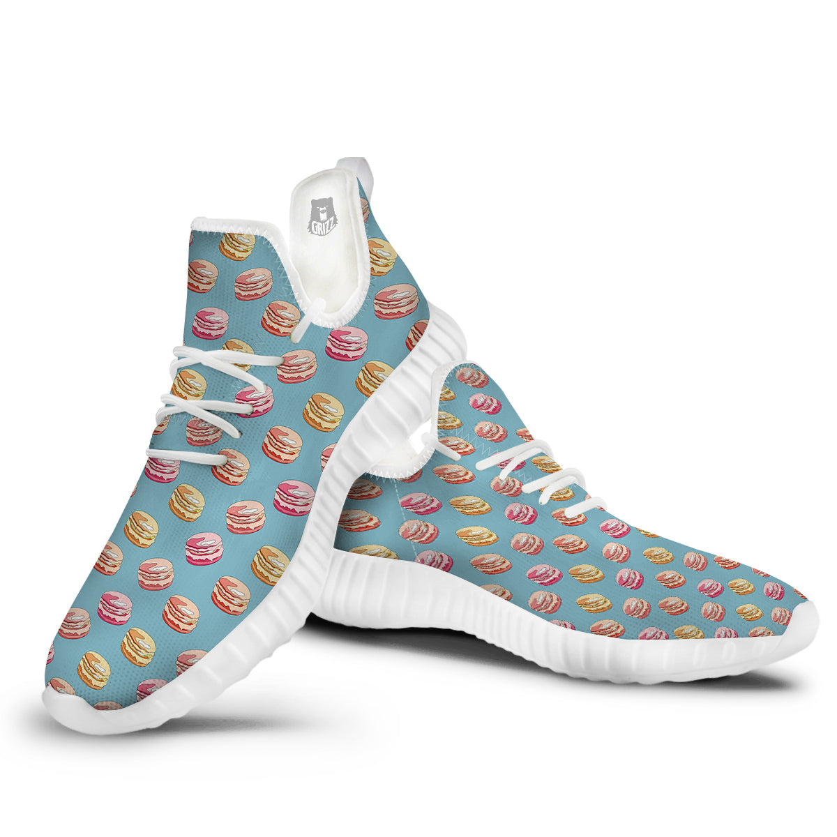 Macaron Cute Print Pattern White Walking Shoes-grizzshop