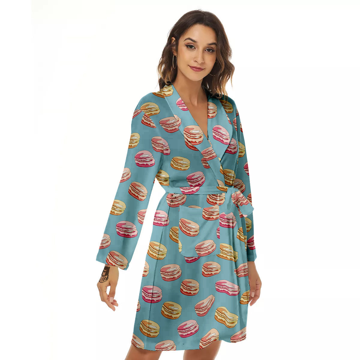 Macaron Cute Print Pattern Women's Robe-grizzshop