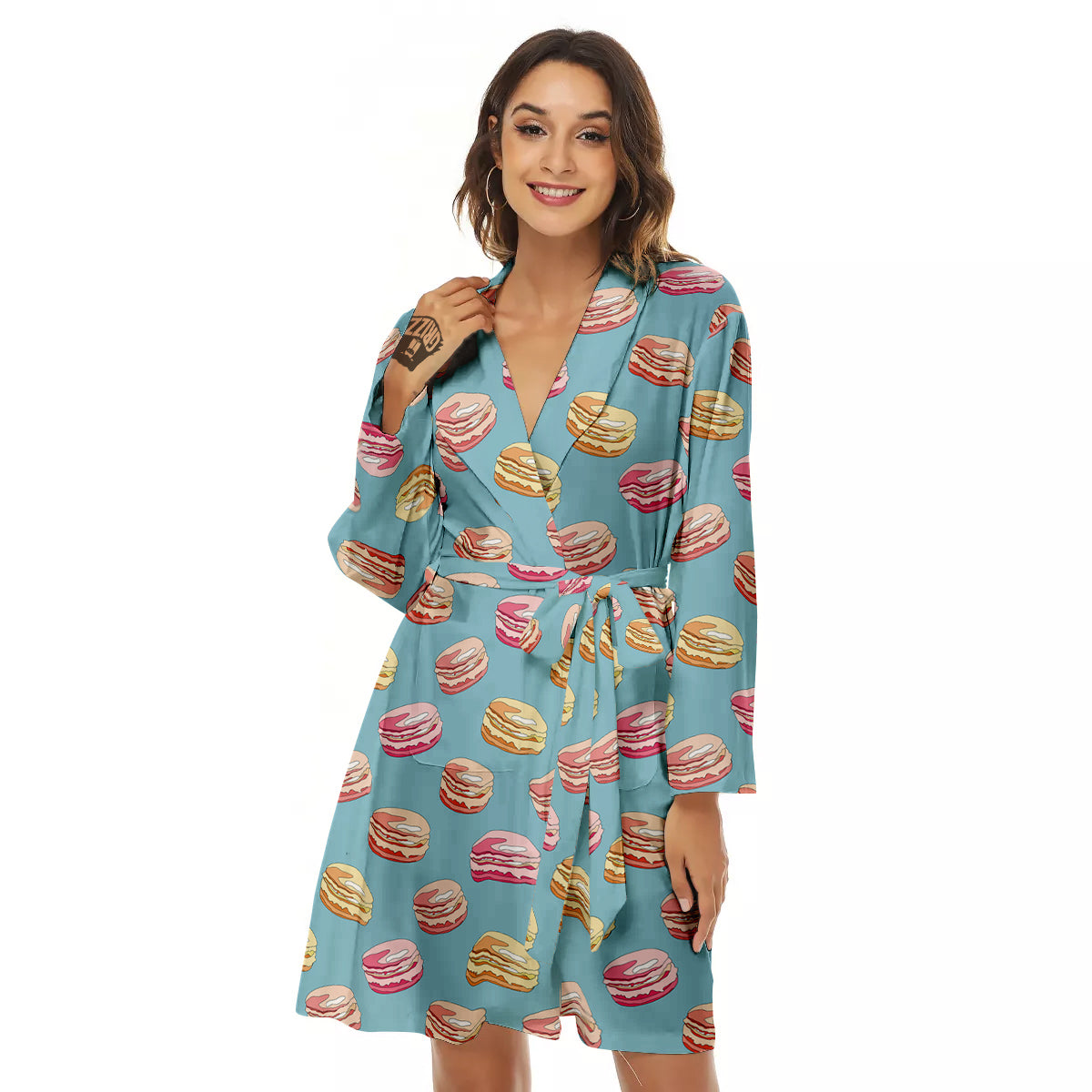Macaron Cute Print Pattern Women's Robe-grizzshop