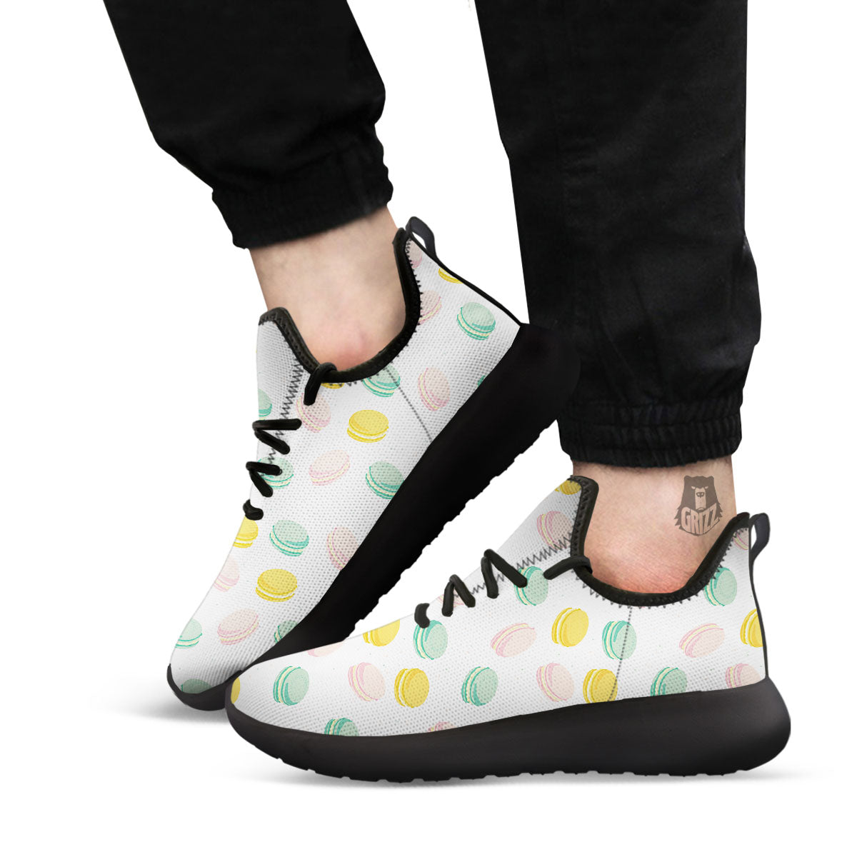 Macaron Pastel Print Pattern Black Athletic Shoes-grizzshop