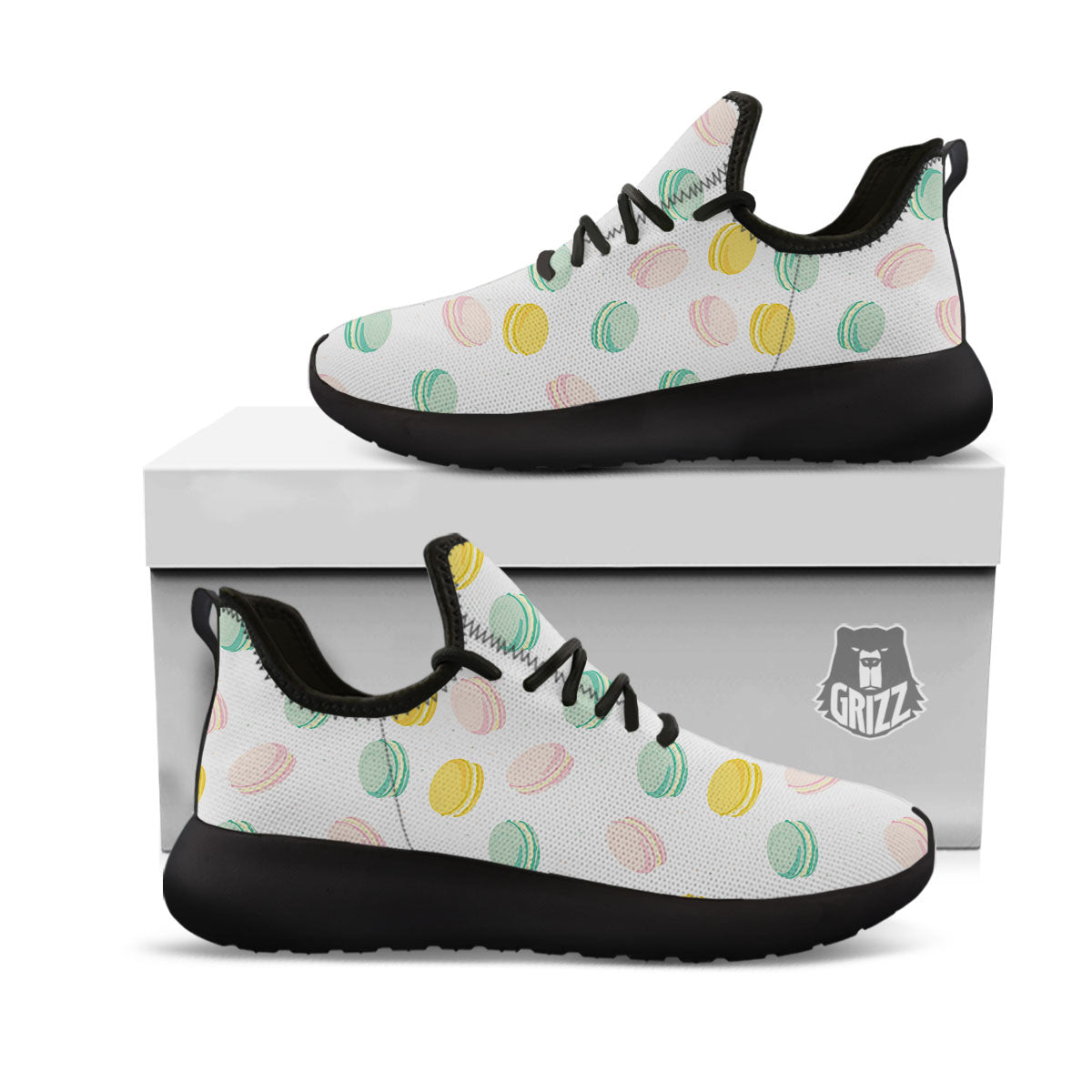 Macaron Pastel Print Pattern Black Athletic Shoes-grizzshop