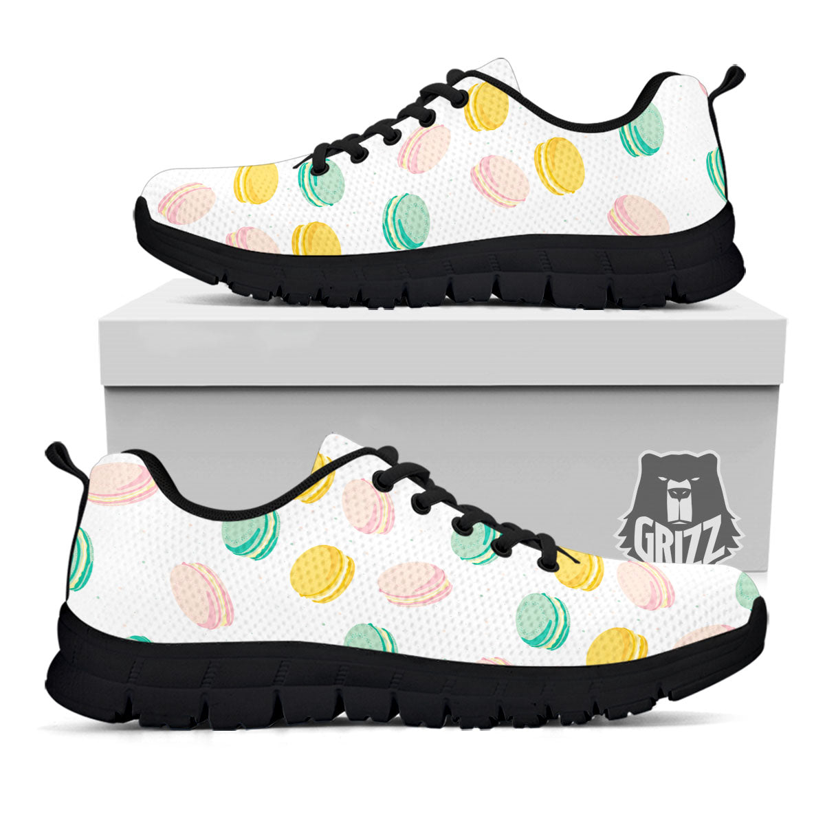 Macaron Pastel Print Pattern Black Sneaker-grizzshop